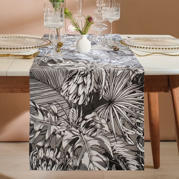 

Дорожка Этель Palm leaves 40х149 см, 100% хл, саржа 190 г/м2, Серый