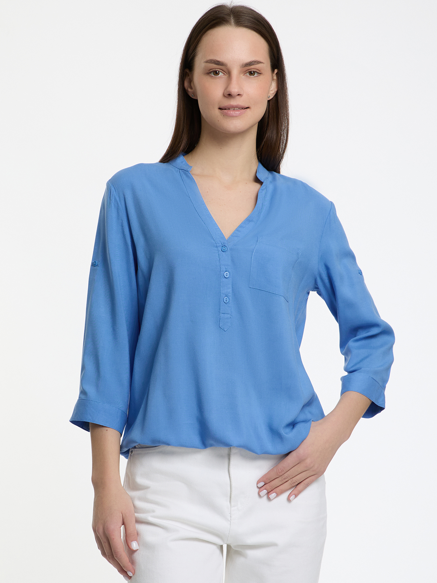 

Блуза женская oodji 11403189-3B синяя 34/170 EU, Синий, 11403189-3B