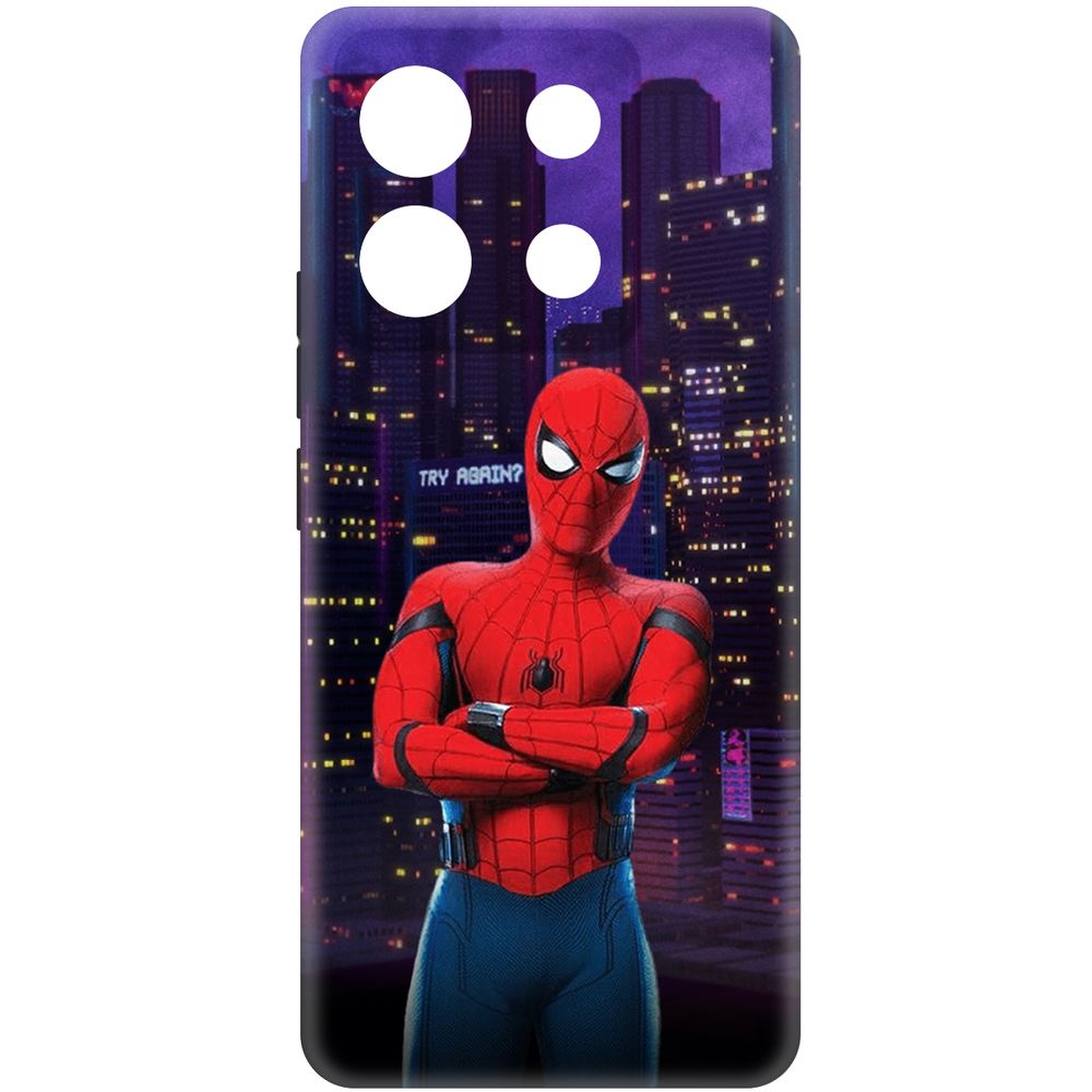 

Чехол-накладка Krutoff Soft Case Человек-Паук. На крыше для Xiaomi Redmi Note 13 Pro 5G, Черный
