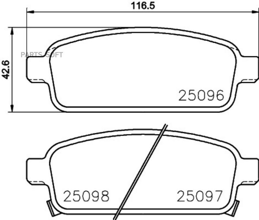 

Колодки Тормозные Задние Nao, 8Db355028841 Hella 8Db355028-841