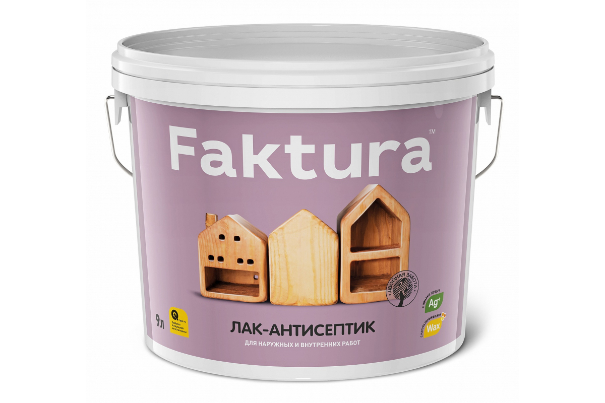 Лак-антисептик FAKTURA бесцветный, ведро 9 л невымываемый антисептик для древесины faktura