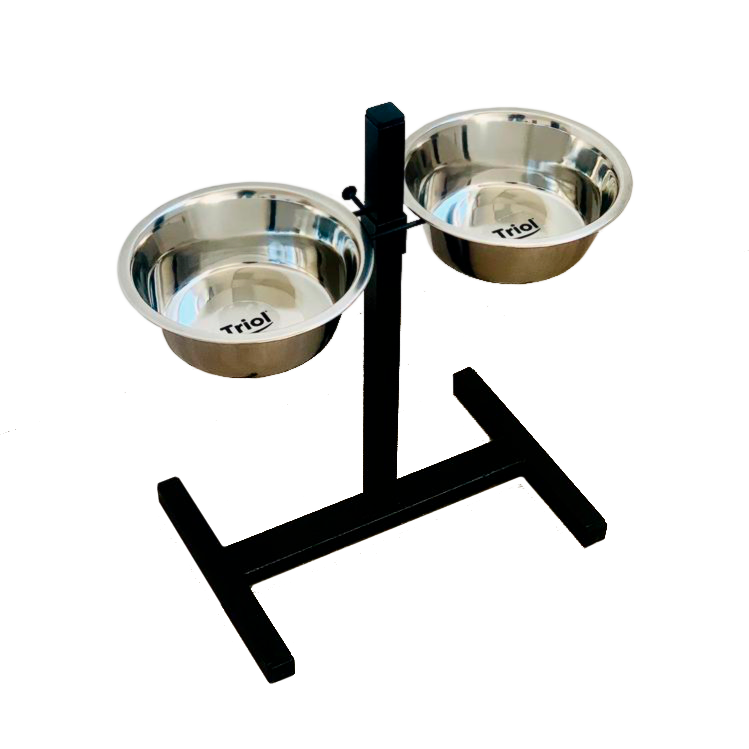 

Миска для животных на металлической подставке, черная, сталь, L, 2 шт по 1,6 л, Черный