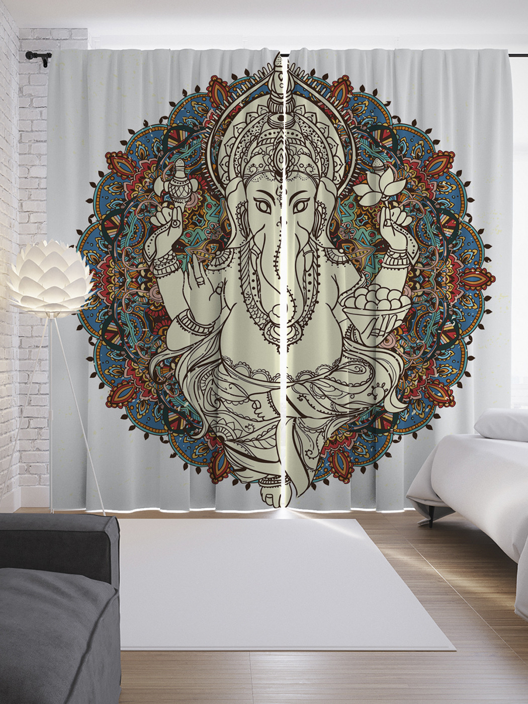 

Шторы с фотопечатью JoyArty «Мудрый Ганеша» из сатена, 290х265 см