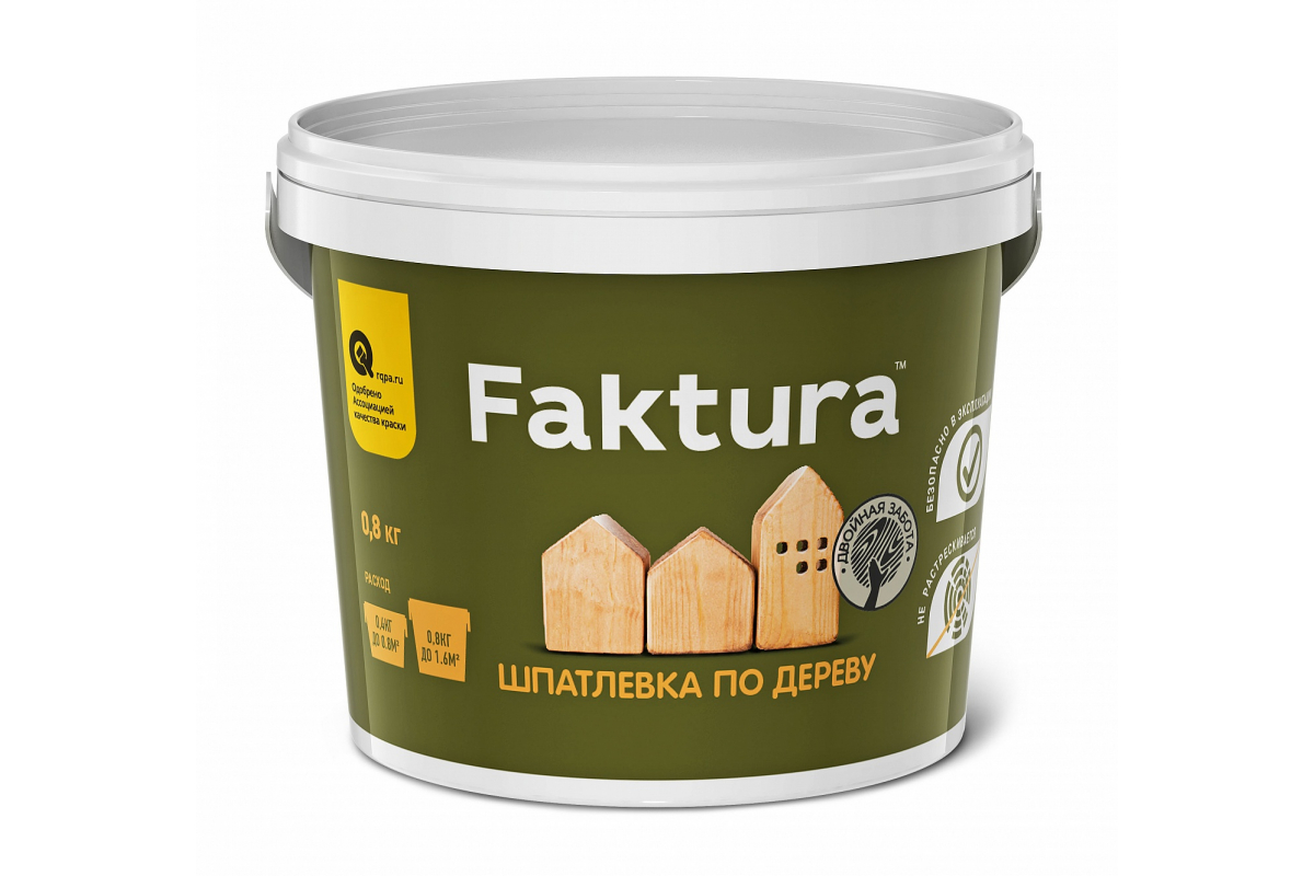 Шпатлевка Faktura по дереву, белая, 0,8 кг