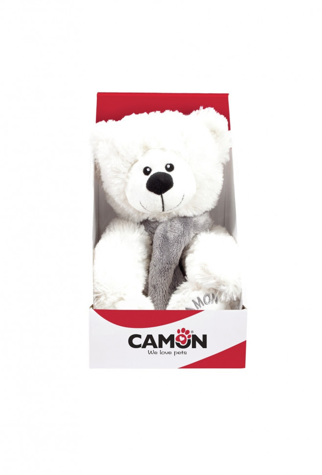 Игрушка для собак Camon Taddy Beary, плюшевый, белый, 25 см