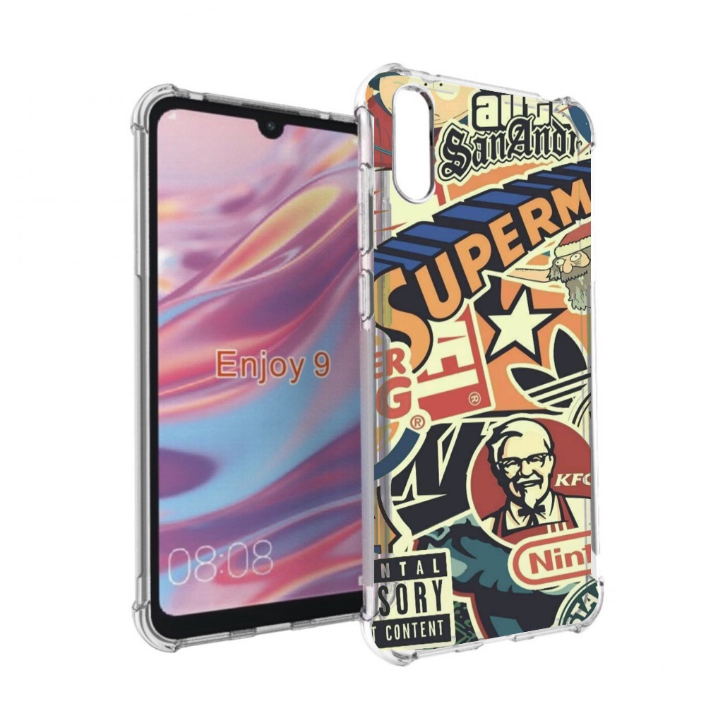 Чехол бампер MyPads Лейблы-на-постере для Huawei Enjoy 9