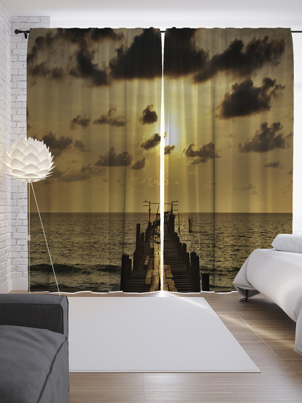 

Шторы с фотопечатью JoyArty «Ночной пирс» из сатена, 290х265 см