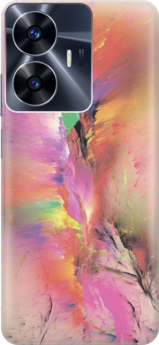 

Силиконовый чехол на Realme C55 с принтом "Красочный разлом", Желтый;зеленый, 159490