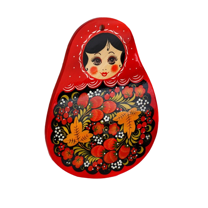 

Доска разделочная Матрёшка, 20x26 см, хохлома, Разноцветный