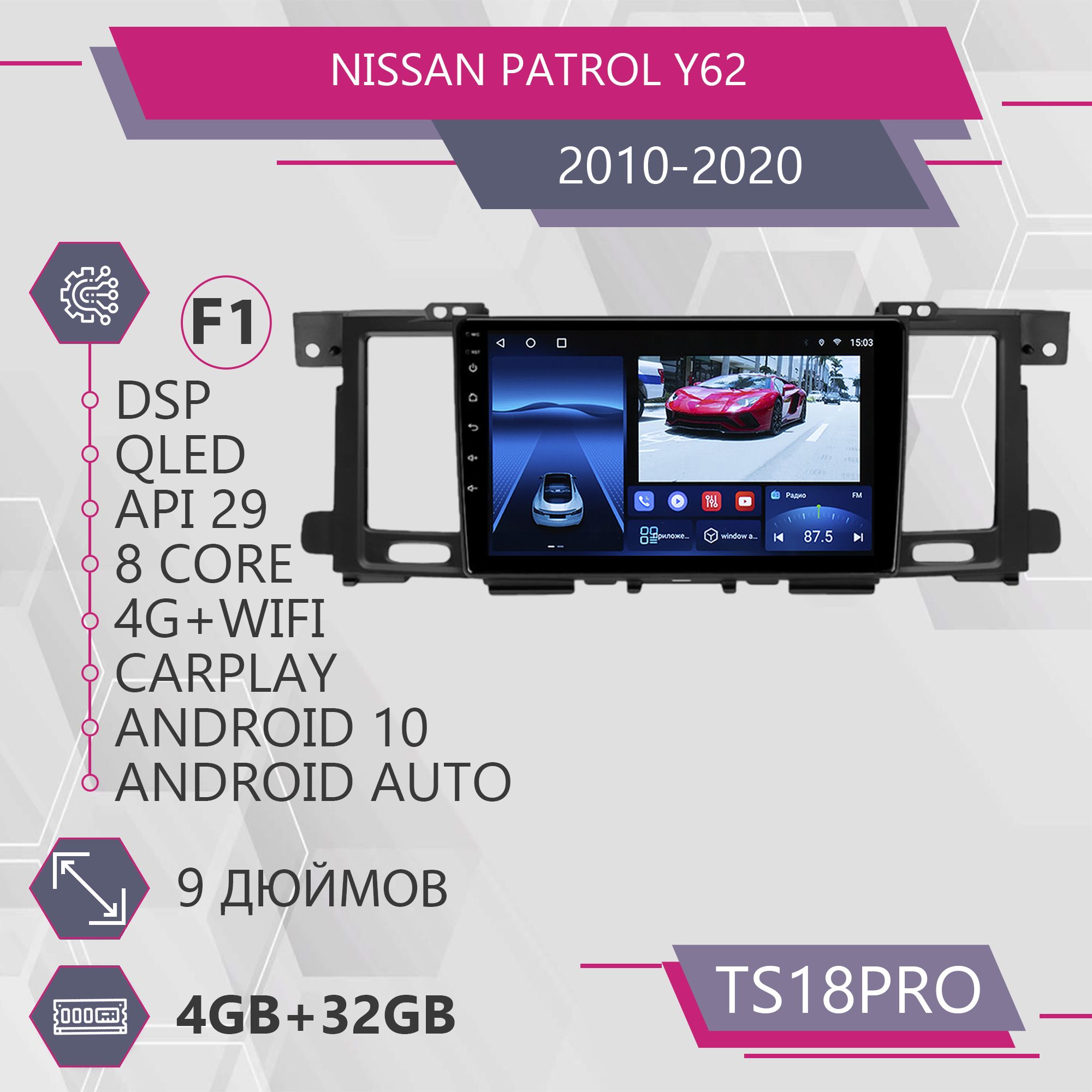 Магнитола Точка Звука TS18Pro для Nissan Patrol Y62 Ниссан Патрол Комплект F1 432GB 1999900₽