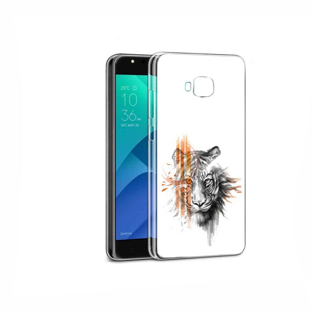 

Чехол MyPads Tocco для Asus ZenFone 4 Selfie огненный тигр, Прозрачный, Tocco