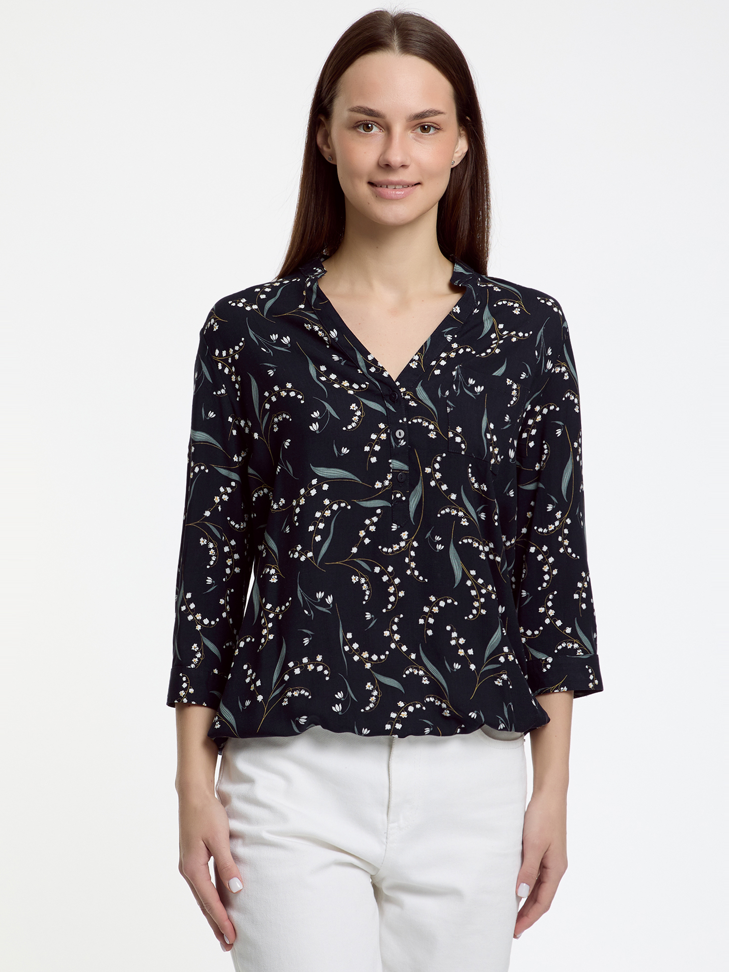 

Блуза женская oodji 11403189-3B синяя 44, Синий, 11403189-3B