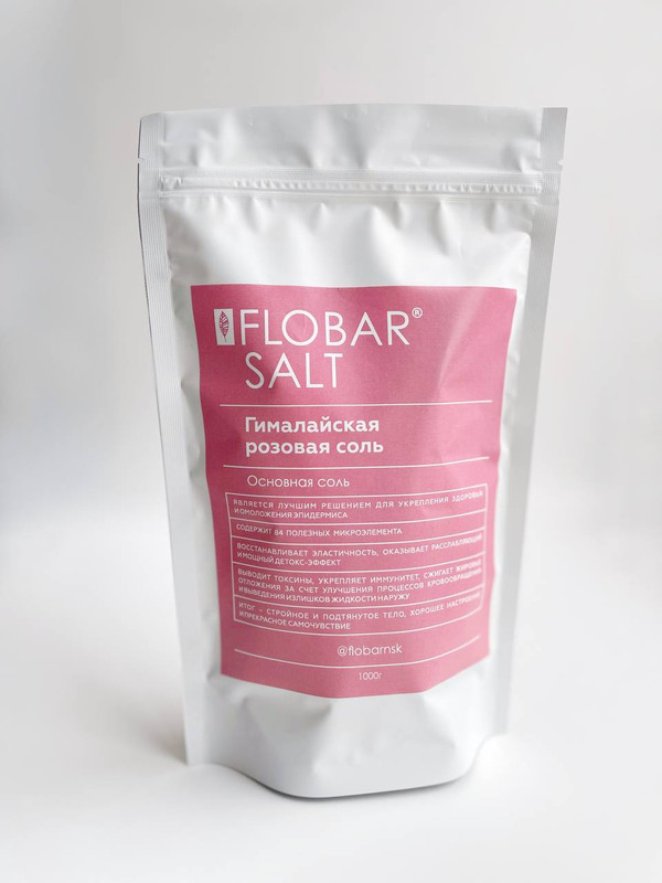 

Соль для ванн Flobar Salt Гималайская розовая 1000 грамм, Прозрачный;розовый