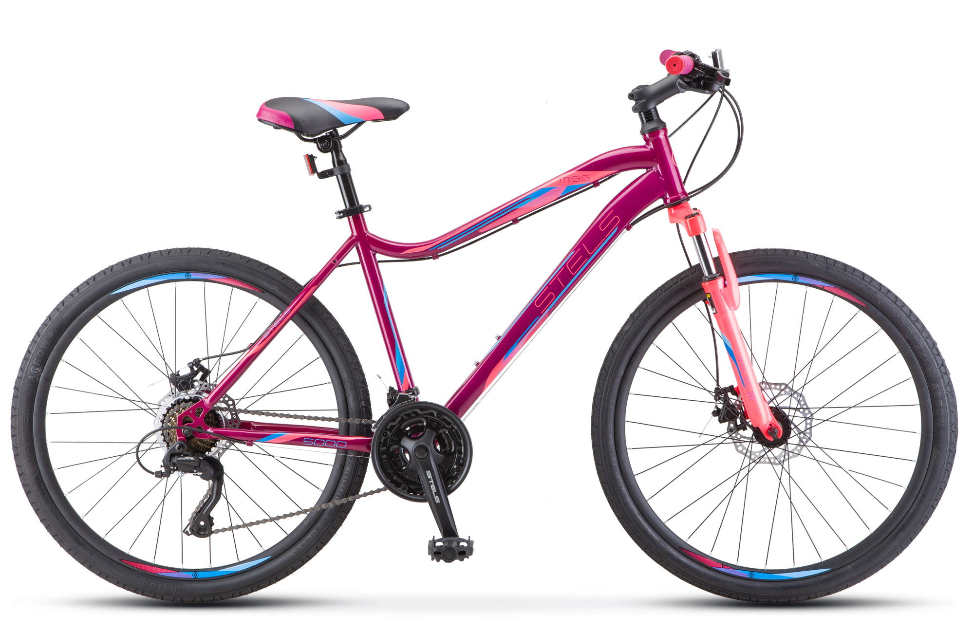 Велосипед STELS MISS-5000 MD 26, колесо 26'', рост 18'', сезон 2023-2024, вишневый/розовый