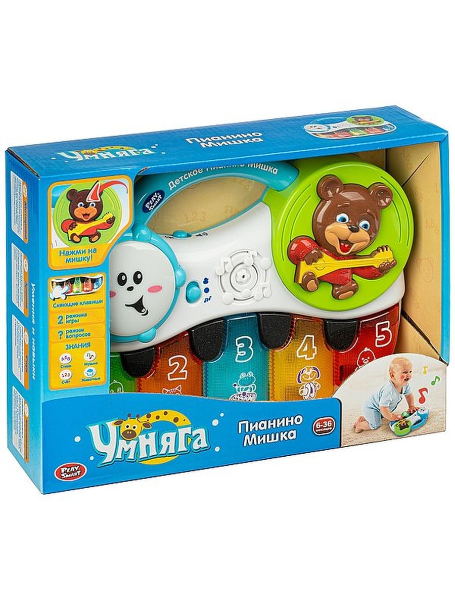 

Развивающее пианино PLAYSMART Мишка Умняга, BOX 28х20,2х6,5 см, Б73271-dg