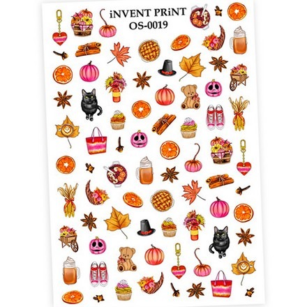 

Набор, iNVENT PRiNT, Слайдер-дизайн «Осень. Halloween. Веточки. Листья» №OS-19, 3 шт., Разноцветный
