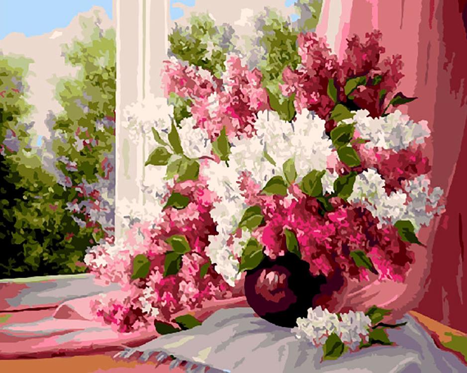 

Картина по номерам ВанГогВоМне Букет сирени на окне, 40x50, Букет сирени на окне