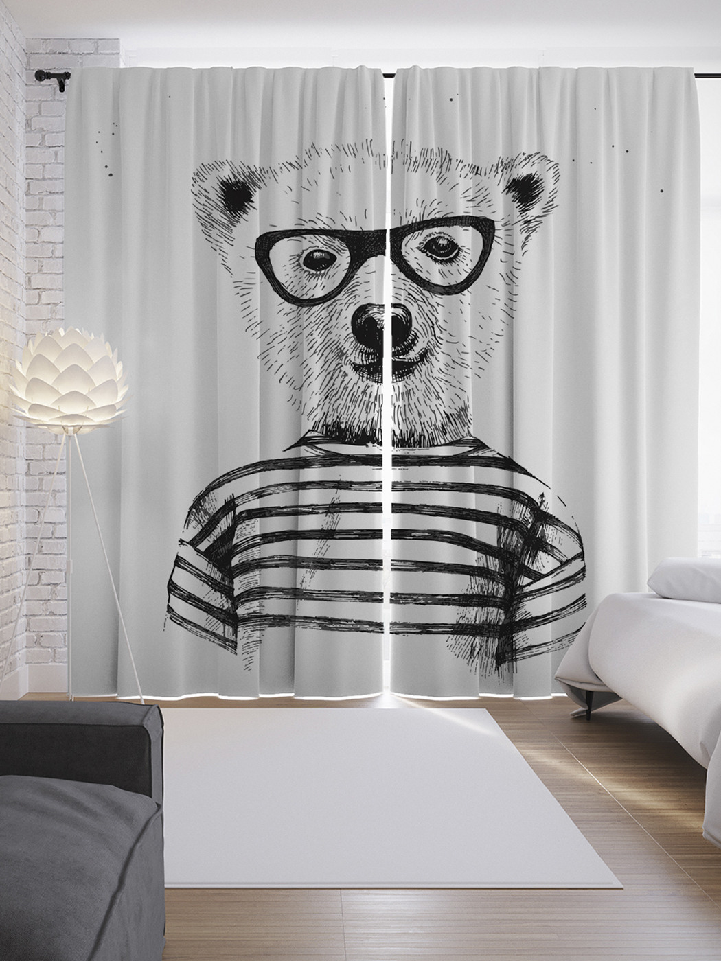 

Шторы с фотопечатью JoyArty «Стильный медведь» из сатена, 290х265 см