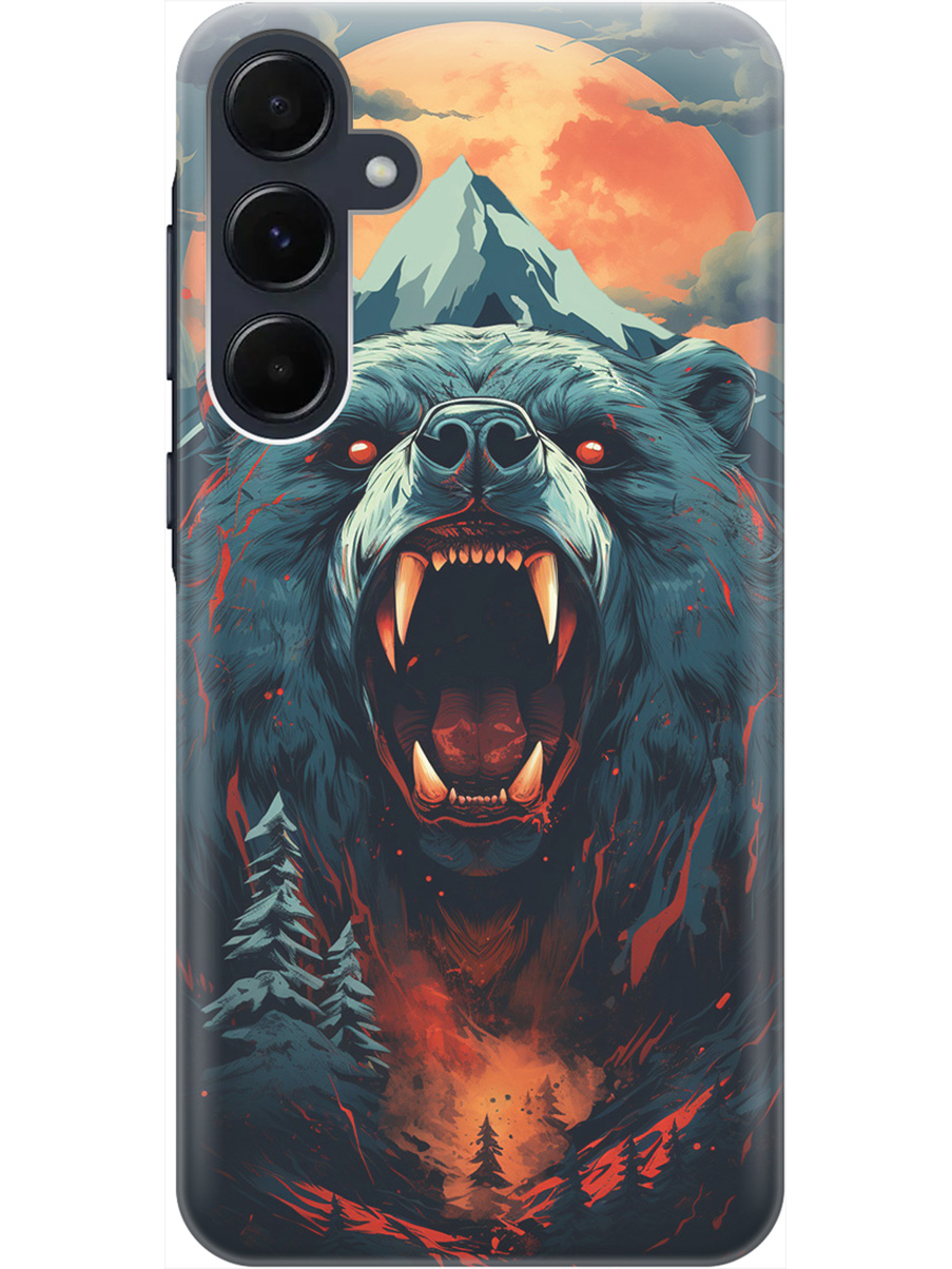 

Силиконовый чехол на Samsung Galaxy A35 с рисунком "Гризли при красной луне", Красный;синий;черный, 20012130