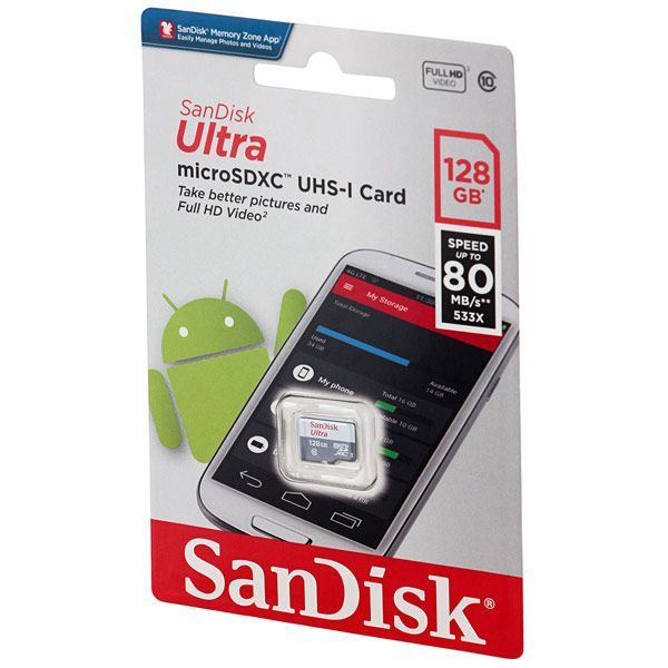 Флеш карта microSDXC 128 ГБ UHS-I SANDISK Ultra 80  w o adapter