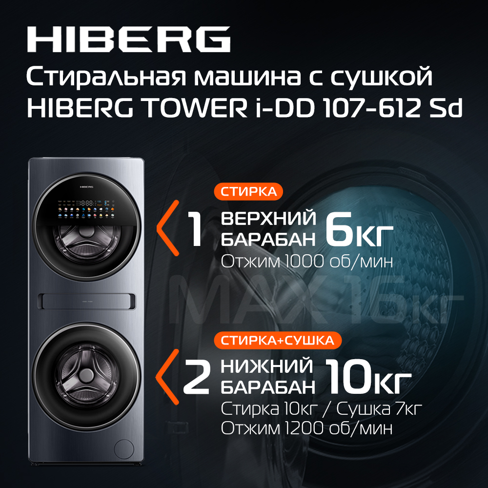 Стиральная машина Hiberg i-DD 107 - 612 Sd серый