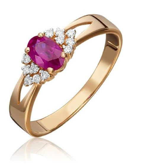 

Кольцо из золота с рубином/бриллиантом р. 16,5 PLATINA jewelry 01-1293-00-107-1110-30, 01-1293-00-107-1110-30