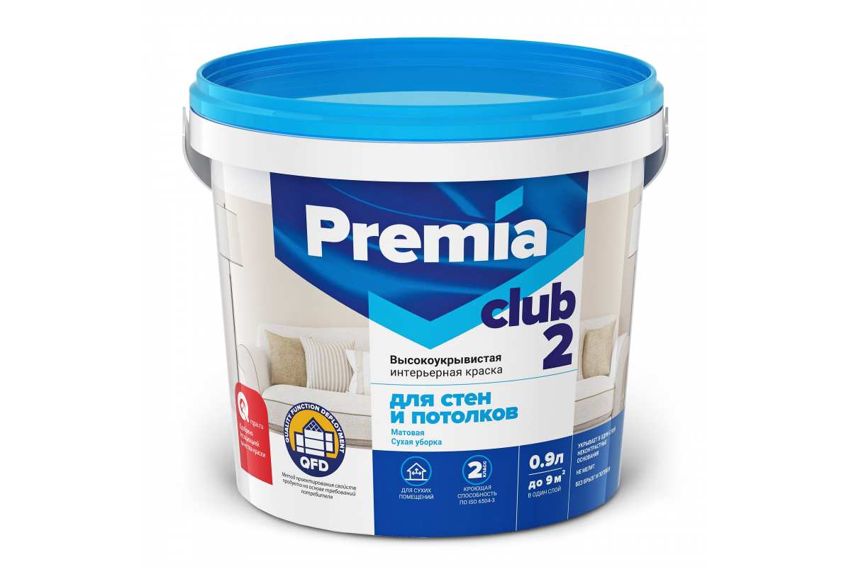 Краска Premia Club 2, база A, 0,9 л