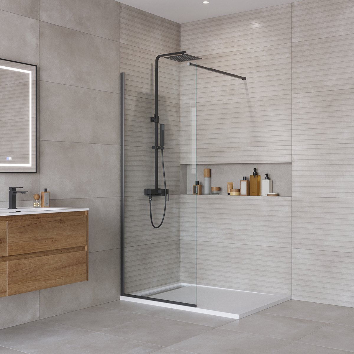 

Душевая перегородка BelBagno KRAFT-L-1-80-C-NERO 80x195 см, KRAFT-L-1-80-C-NERO