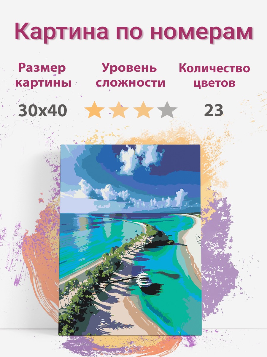 

Картина по номерам Раскрасим сами коса в море холст на подрамнике 30х40 см, коса в море