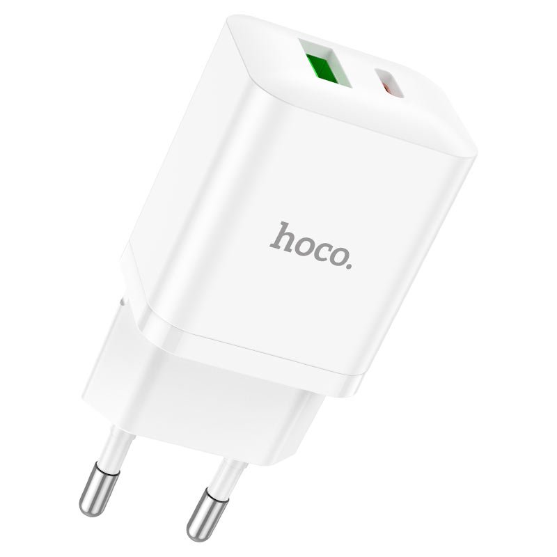 

Сетевое зарядное устройство Hoco N28 1x USB Type A, 1xUSB Type-C 3 А белый, N28