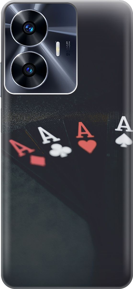 

Силиконовый чехол на Realme C55 с эффектом блеска "Флеш-рояль", Черный;белый, 159492