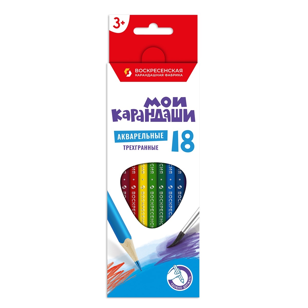 

Карандаши акварельные ВКФ MP-WCP-1018 Мои карандаши трехгранные заточенные 18 цв 8 шт, Разноцветные