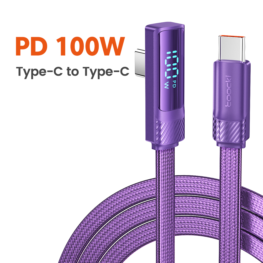 

Кабель Type-Cна Type-C, Toocki, 100 Вт, угол 90, цифровой дисплей, быстрая зарядка