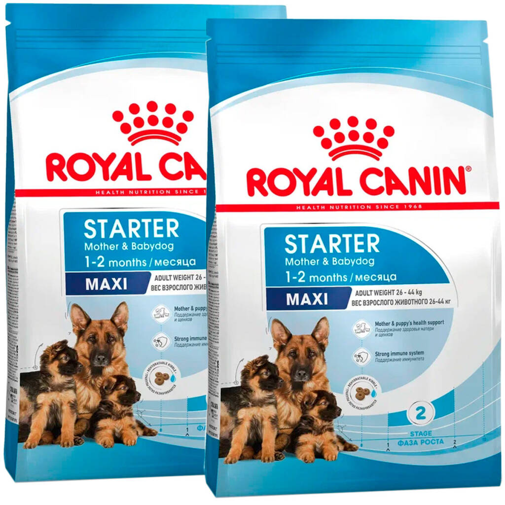 

Сухой корм для щенков ROYAL CANIN MAXI STARTER для крупных пород, 2шт по 4кг