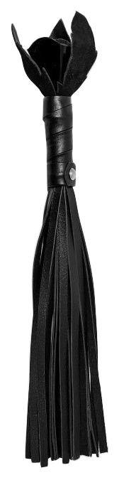 Плеть BDSM Арсенал с лаковой розой в рукояти кожаная черная 40 см