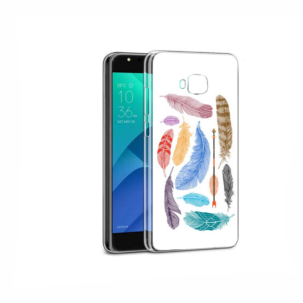 

Чехол MyPads Tocco для Asus ZenFone 4 Selfie разноцветные перья, Прозрачный, Tocco