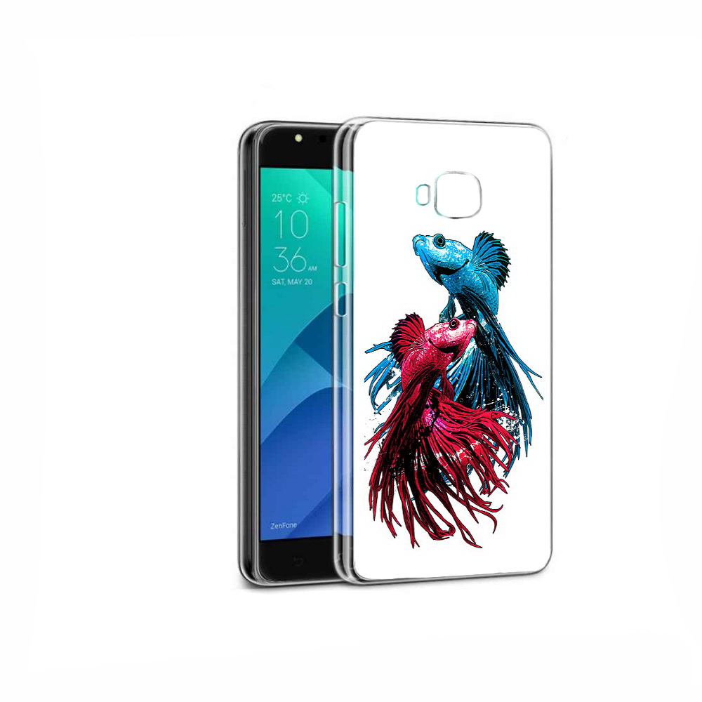 

Чехол MyPads Tocco для Asus ZenFone 4 Selfie рыбы петушки, Прозрачный, Tocco