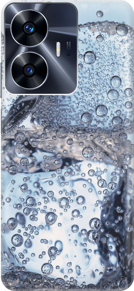 

Силиконовый чехол на Realme C55 с эффектом блеска "Лед и пузырьки", Белый;голубой, 159494