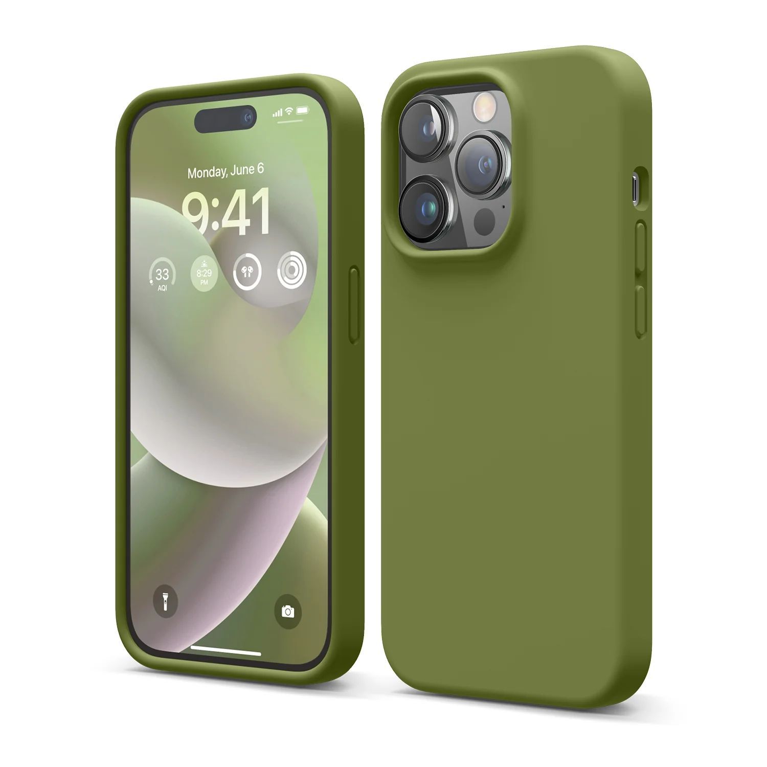 

Чехол силиконовый для Apple iPhone 12 кедрово-зеленый