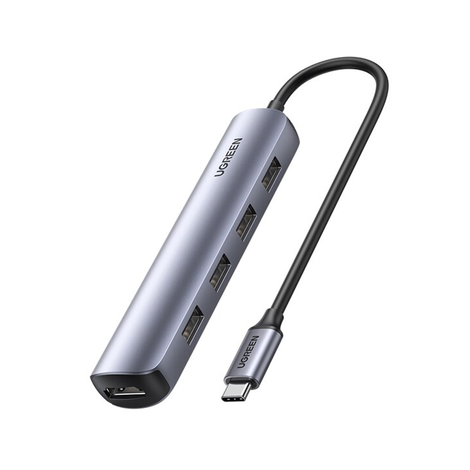 

Адаптер Ugreen CM417 USB-C 5 в 1 HDMI, 4x USB 3.0, Серебристый, USB C 5 в 1