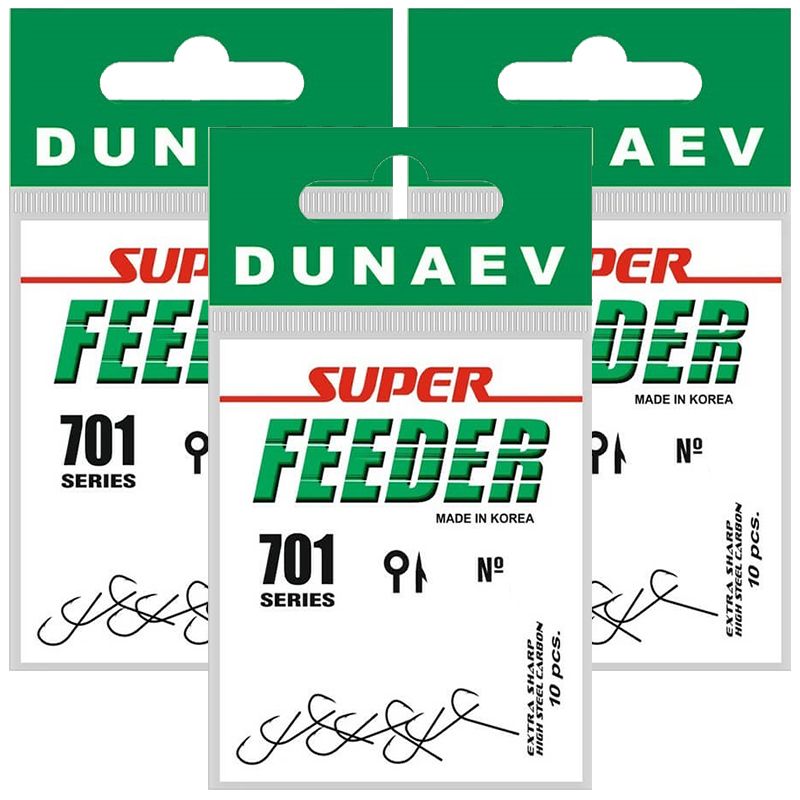Крючки одинарные Dunaev Super FEEDER 701 #16 (3 уп/30 шт)