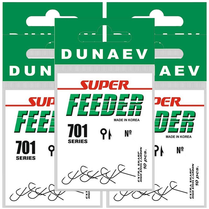 Крючки одинарные Dunaev Super FEEDER 701 #16 (5 уп/50 шт)