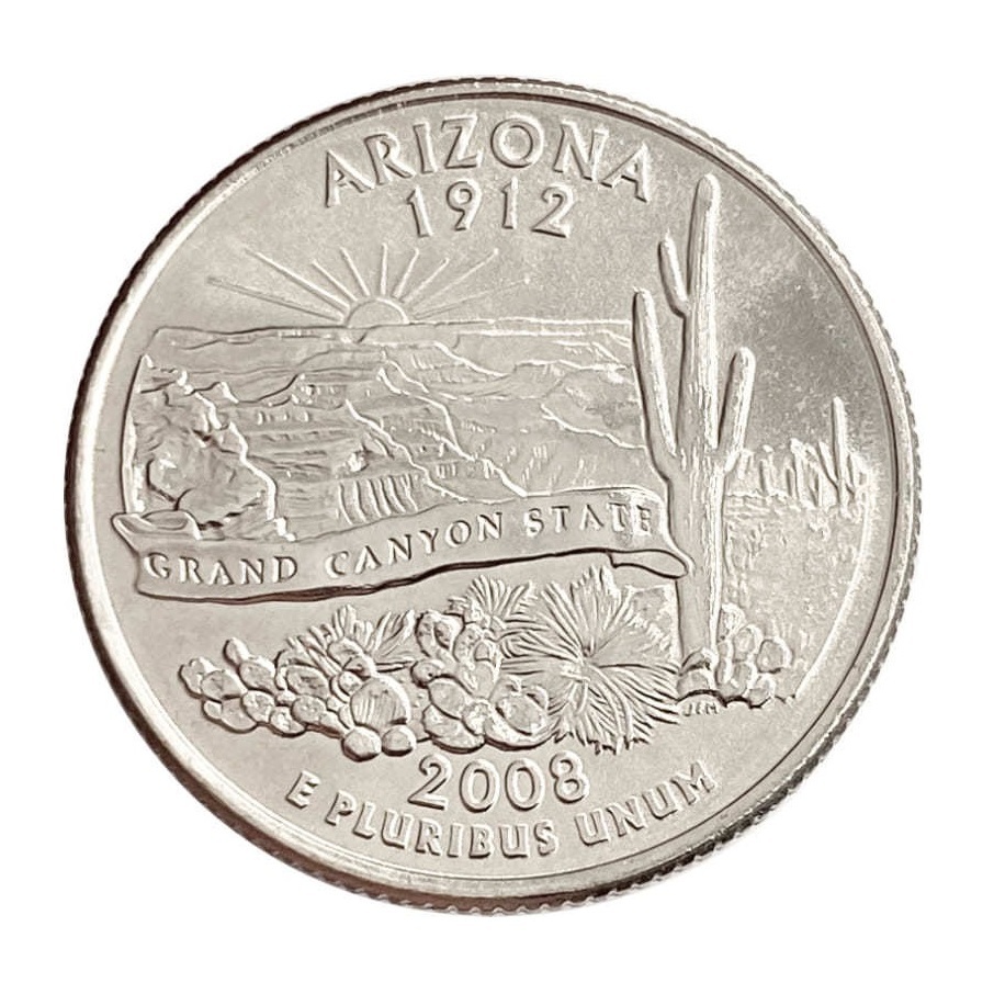 

Памятная монета 25 центов квотер Штаты и территории. Аризона. США, 2008 г. в. без обр