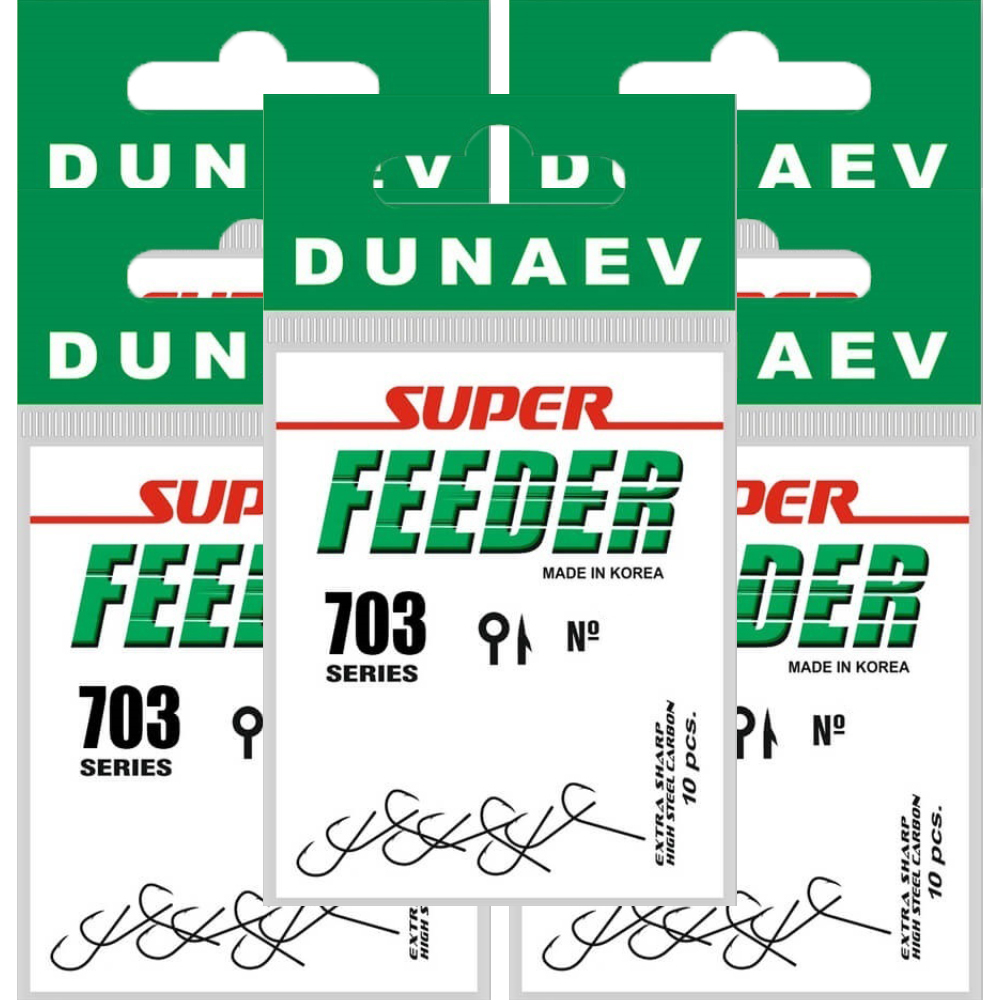 Крючки одинарные Dunaev Super FEEDER 703 #06 (5 уп/50 шт)