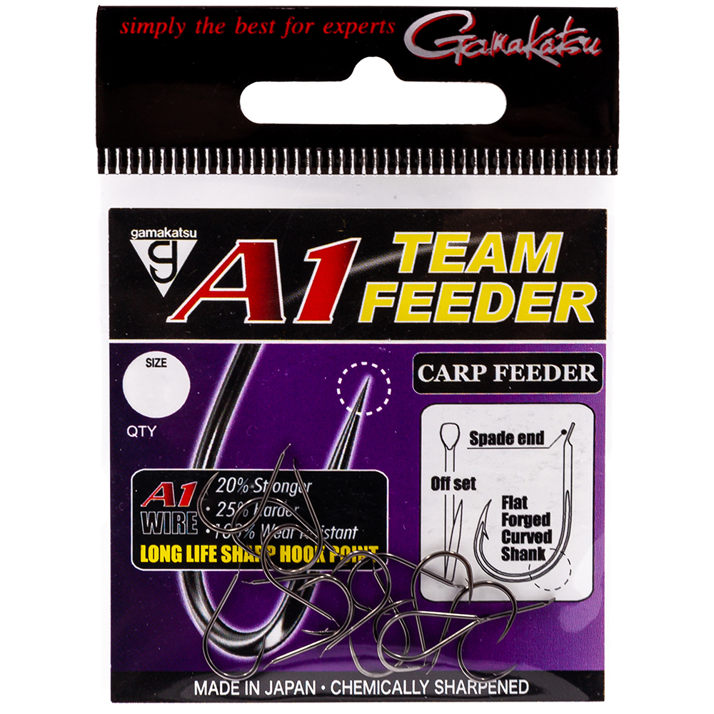 Крючки одинарные Gamakatsu A1 TEAM FEEDER Carp Feeder Black #08 (15 шт)