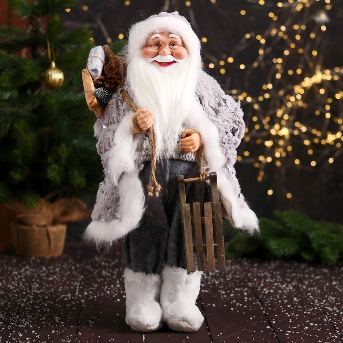 Новогодняя фигурка Зимнее волшебство Дед Мороз в свитере и ботинках 7856767 23x18x47 см