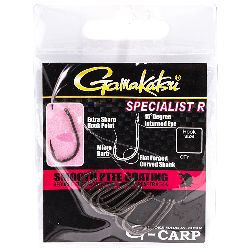 Крючки одинарные Gamakatsu G-CARP SPECIALIST R Grey #04 (10 шт)