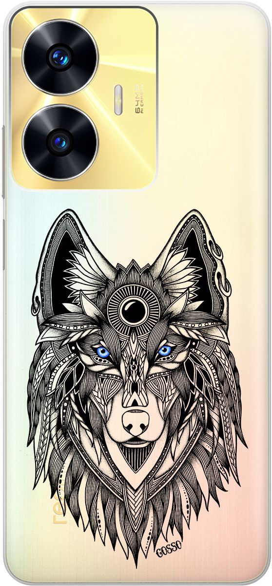 

Силиконовый чехол на Realme C55 с 3D принтом "Grand Wolf" прозрачный, Прозрачный;голубой, 159498
