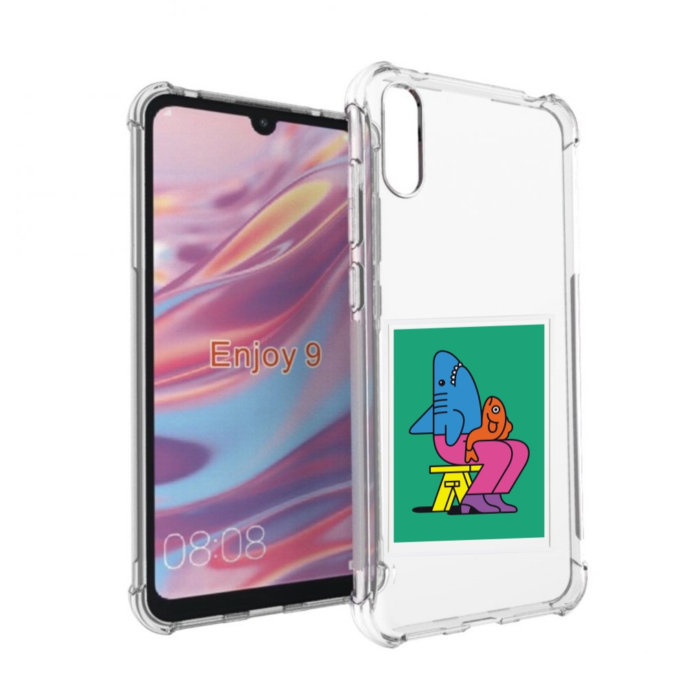 Чехол бампер MyPads акула синяя в штанах для Huawei Enjoy 9