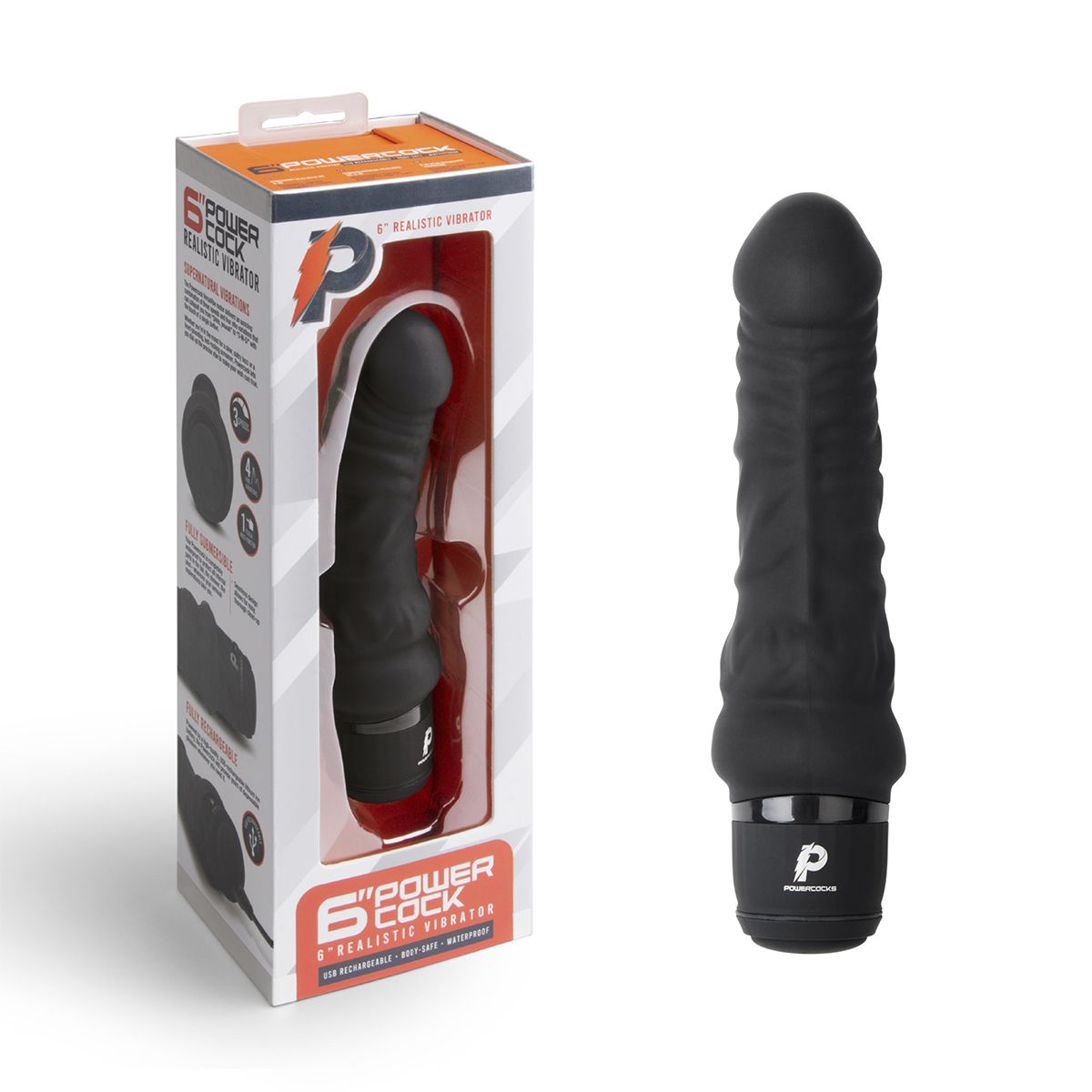 Вибратор-реалистик PowerCocks 6 Realistic Vibrator черный
